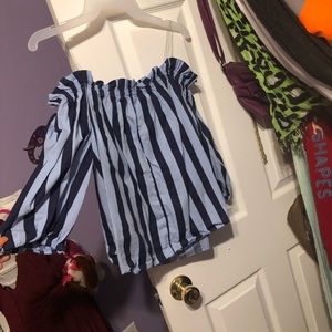 STRIPED OFF SHOULDER SHIRT